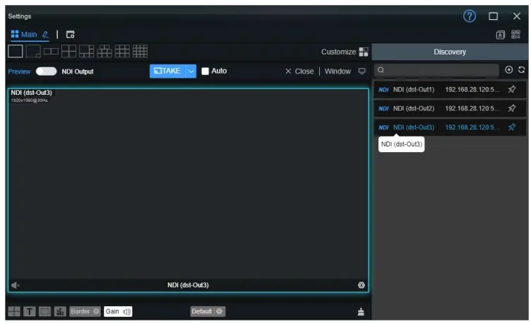 NDI Core output play