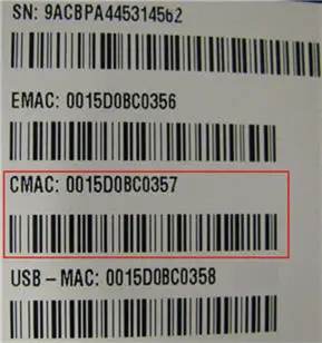 image of Arris//Motorola WBM760 MAC label