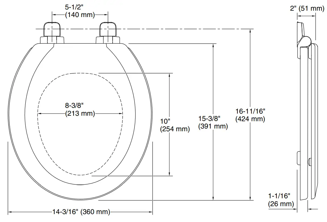 KOHLER K 25884 Triko Round Closed Front Toilet Seat in Biscuit - Fig