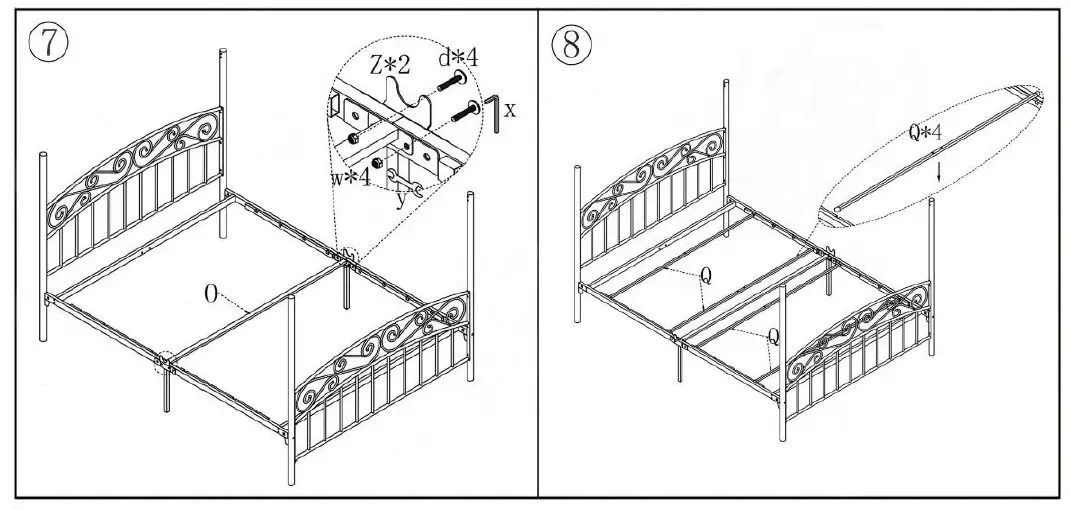 THE HOME DEPOT BF-715G-BLNYY Metal Frame Queen Canopy Bed 5