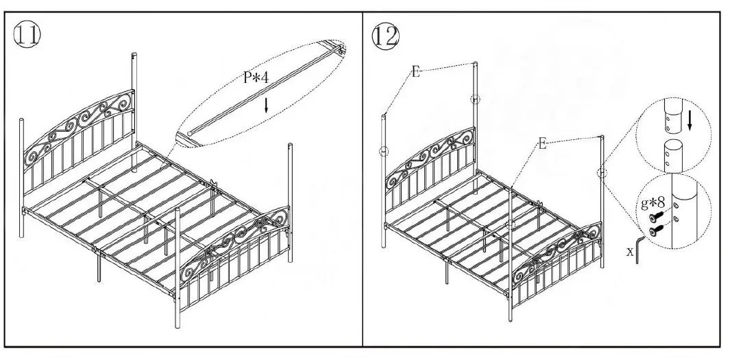 THE HOME DEPOT BF-715G-BLNYY Metal Frame Queen Canopy Bed 7