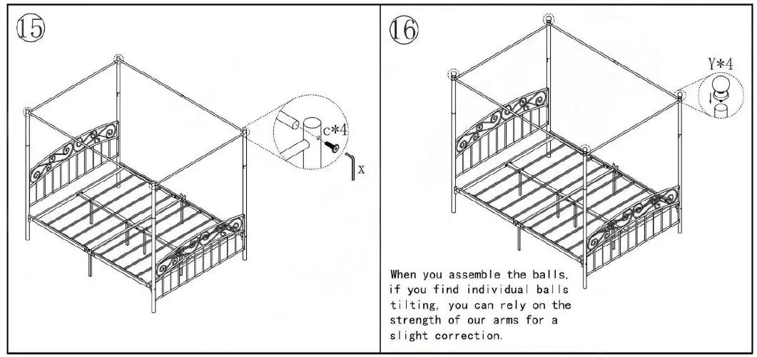 THE HOME DEPOT BF-715G-BLNYY Metal Frame Queen Canopy Bed 9