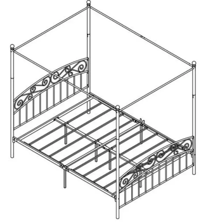 THE HOME DEPOT BF-715G-BLNYY Metal Frame Queen Canopy Bed