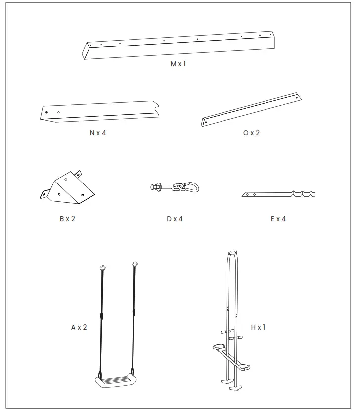 LIFESPAN KIDS Forde 3 Double Swing Set - COMPONENTS