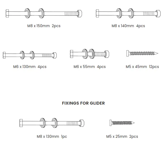 LIFESPAN KIDS Forde 3 Double Swing Set - PARTS LIST