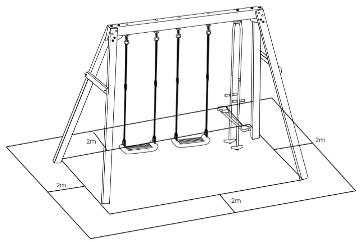LIFESPAN KIDS Forde 3 Double Swing Set - SAFETY PERIMETER DIAGRAM