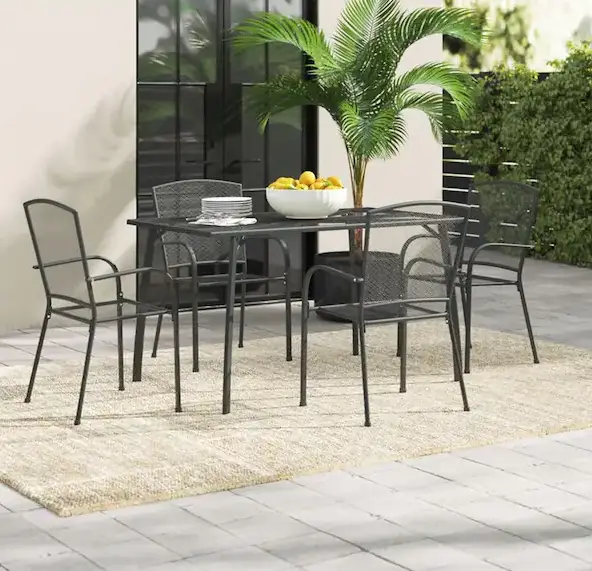 AECOJOY 19033GR 5 Pieces Chairs and Rectangular Table Set