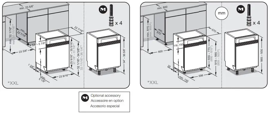 Miele PFD102I120V Professional Series 24 Inch Panel Ready Built-In Full Console Dishwasher Instruction Manual - Optional accessory