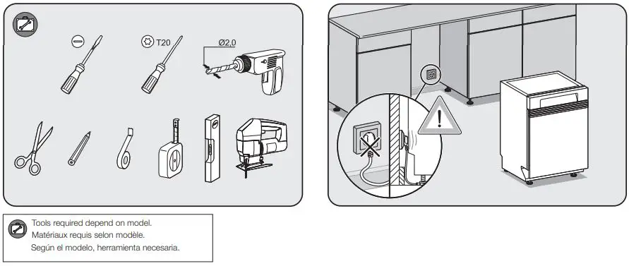 Miele PFD102I120V Professional Series 24 Inch Panel Ready Built-In Full Console Dishwasher Instruction Manual - Tools required depend on model.