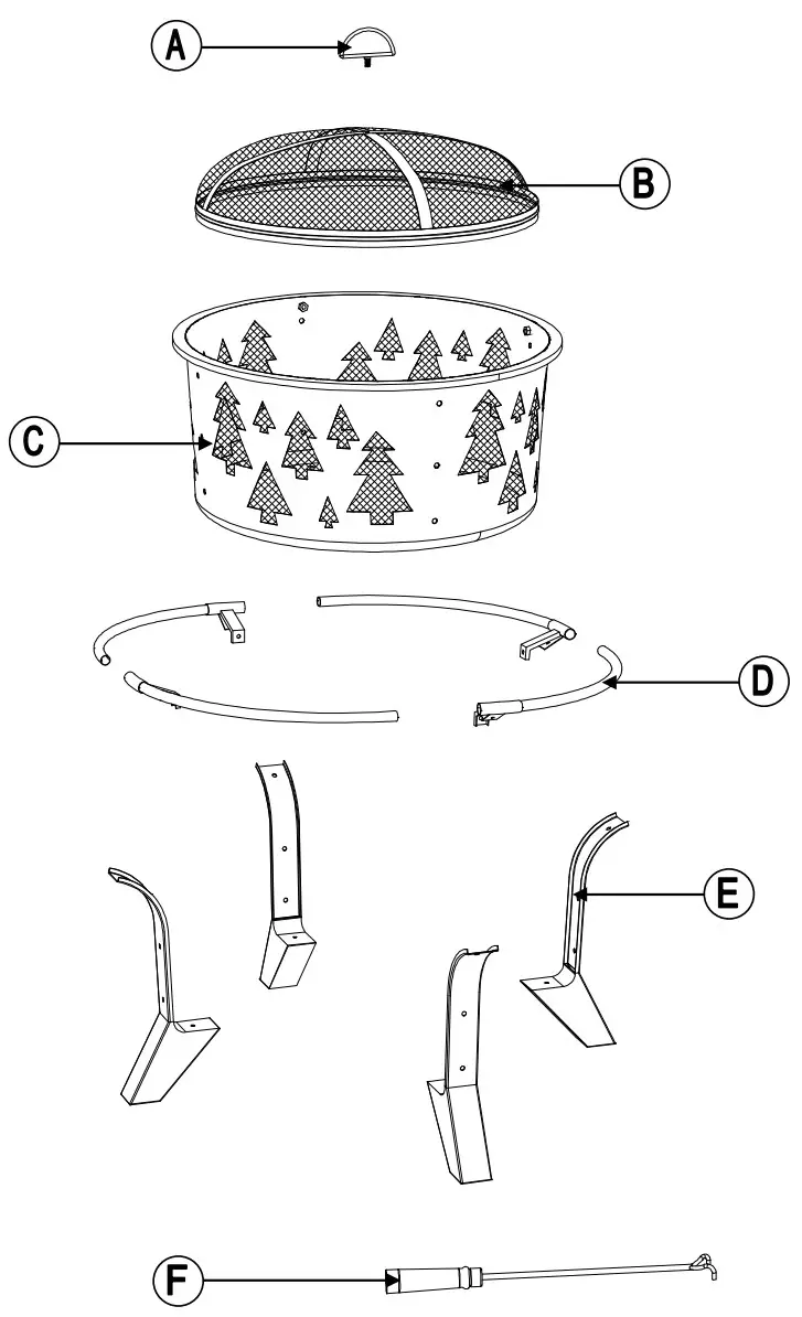 SUNJOY GROUP A301027000 AmberCove 30 Inch Outdoor Tree Motif Round Wood Burning Fire Pit - FIGURE 3