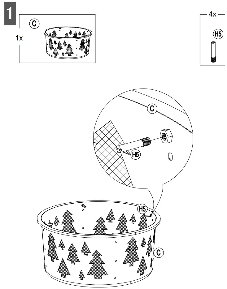SUNJOY GROUP A301027000 AmberCove 30 Inch Outdoor Tree Motif Round Wood Burning Fire Pit - FIGURE 4