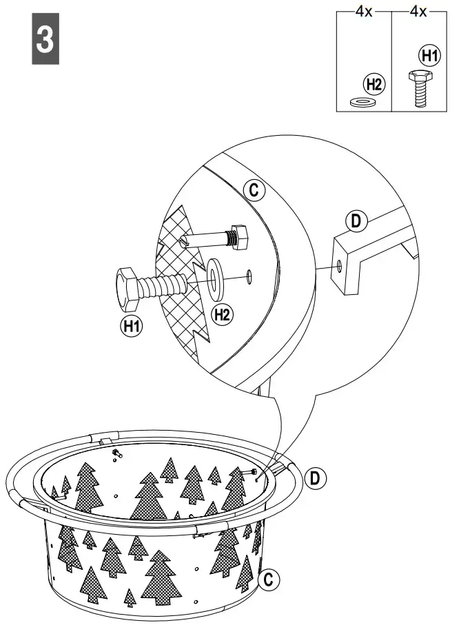 SUNJOY GROUP A301027000 AmberCove 30 Inch Outdoor Tree Motif Round Wood Burning Fire Pit - FIGURE 6