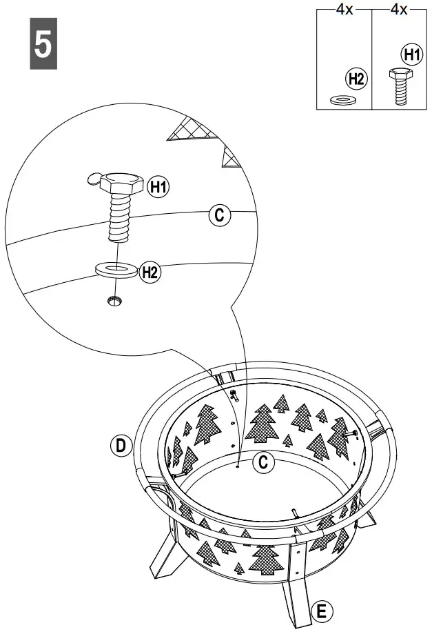SUNJOY GROUP A301027000 AmberCove 30 Inch Outdoor Tree Motif Round Wood Burning Fire Pit - FIGURE 8
