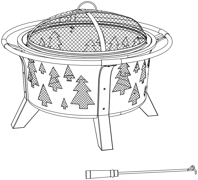 SUNJOY GROUP A301027000 AmberCove 30 Inch Outdoor Tree Motif Round Wood Burning Fire Pit
