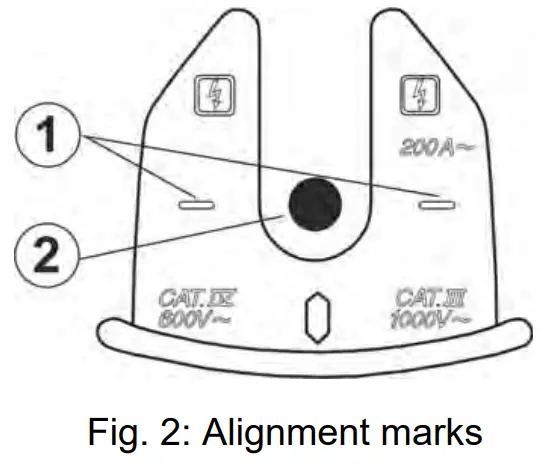 HT100 TRMS Clamp Meter - Alignment marks