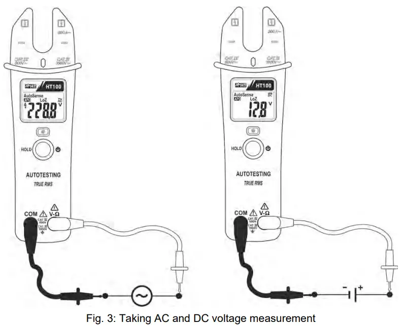HT100 TRMS Clamp Meter - PERFORMING MEASUREMENTS