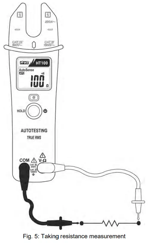 HT100 TRMS Clamp Meter - resistance measurement