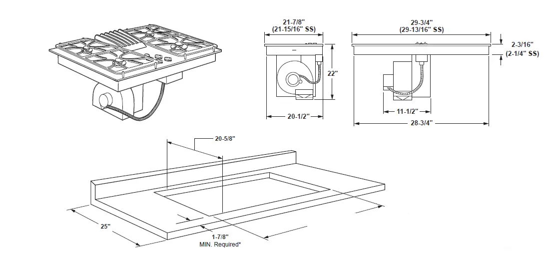 GE-Profile-PGP9830SR-30-Inch-Downdraft-Gas-Cooktop-FIG-1