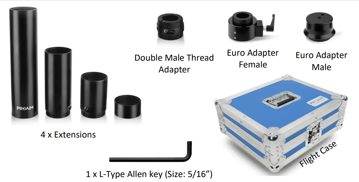 PROAIM BZ FLXN 01 Flexino Bazooka Set for Video Film Camera Dolly - Fig