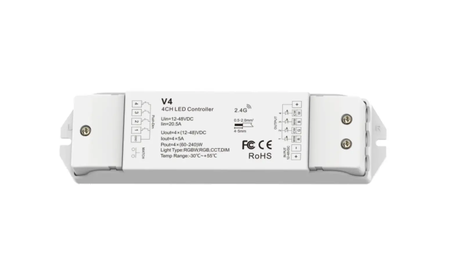 Sage Lu Mei V4 Rgbw/rgb/cct/dimming 4 Channel Led Rf Controller Installation Guide