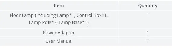 Govee H6078 RGBICWW Cylinder Floor Lamp User Manual - What You Get