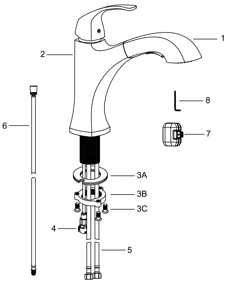 Kraus Oren Single Handle Kitchen Faucet KPF-2252 -Diagram