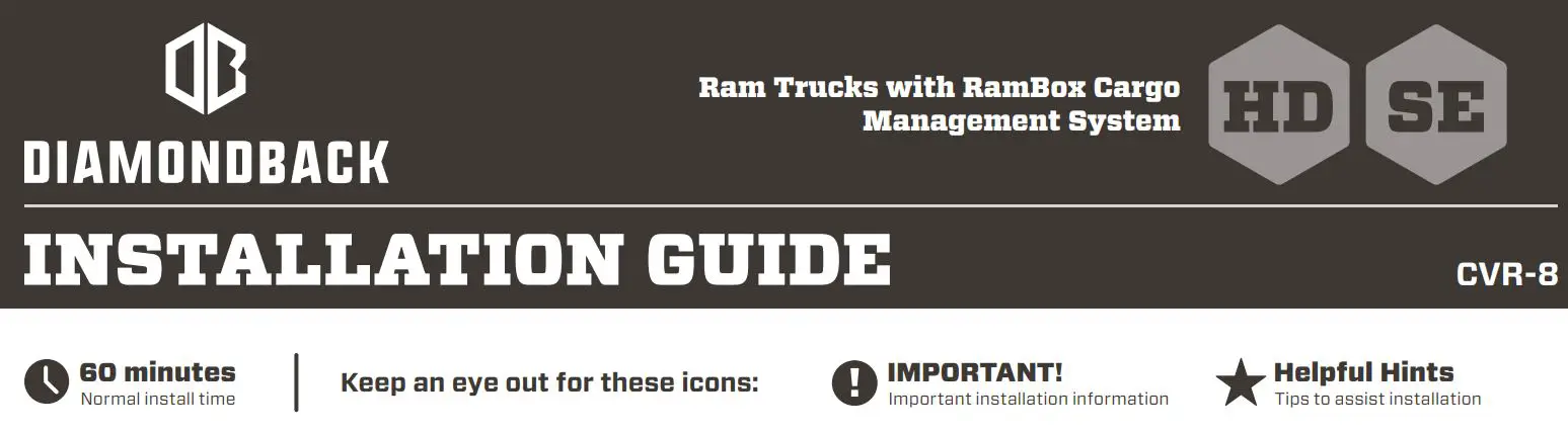 DIAMONDBACK CVR-8 Ram Trucks with RamBox Cargo Management System Installation Guide