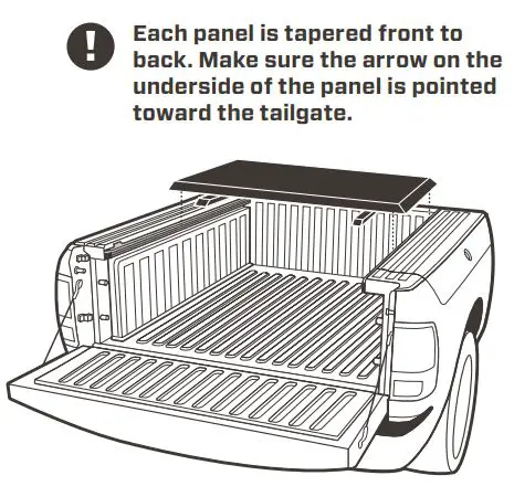 DIAMONDBACK CVR-8 Ram Trucks with RamBox Cargo Management System Installation Guide - Place the center panel across the bed