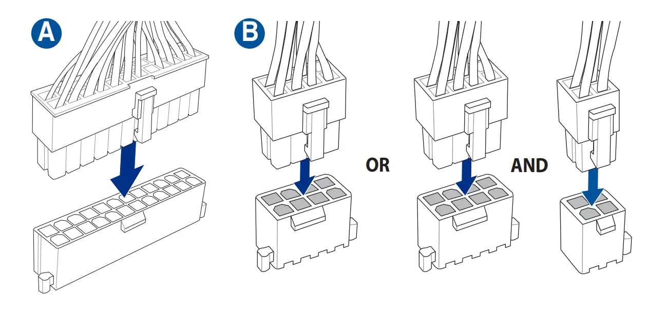 Install ATX power connectors