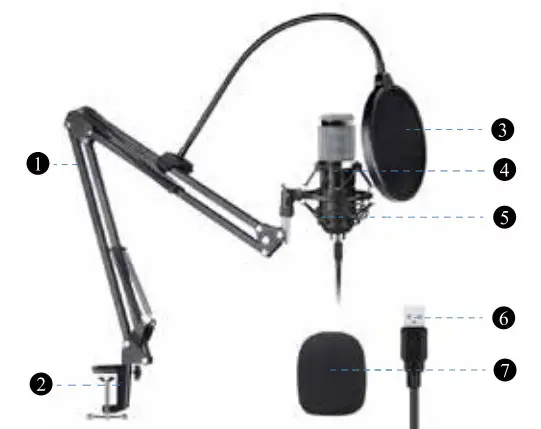 anko 42959540 Gaming Microphone Pack - Product Diagram