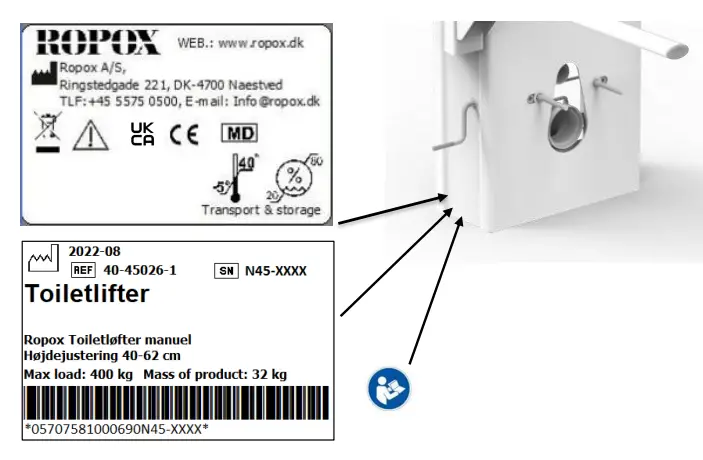 ROPOX Carex Toilet Seat Riser - label