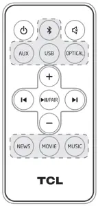 TCL 2 0 Channel Home Theater Sound Bar Alto 5 - Remote