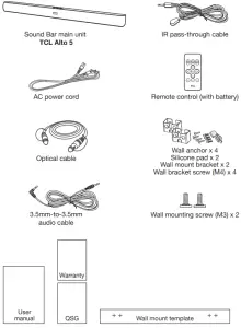 TCL 2 0 Channel Home Theater Sound Bar Alto 5 - pakage