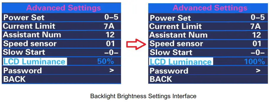 Key-Disp KD218 Electric Bike Display- Backlight Brightness