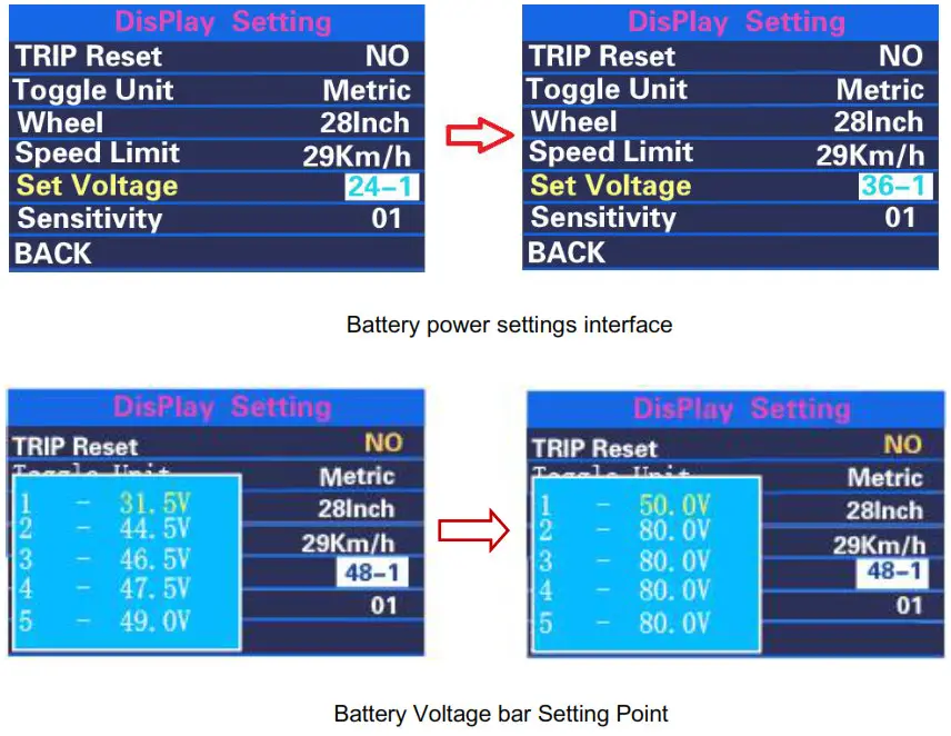 Key-Disp KD218 Electric Bike Display- Bar Settings