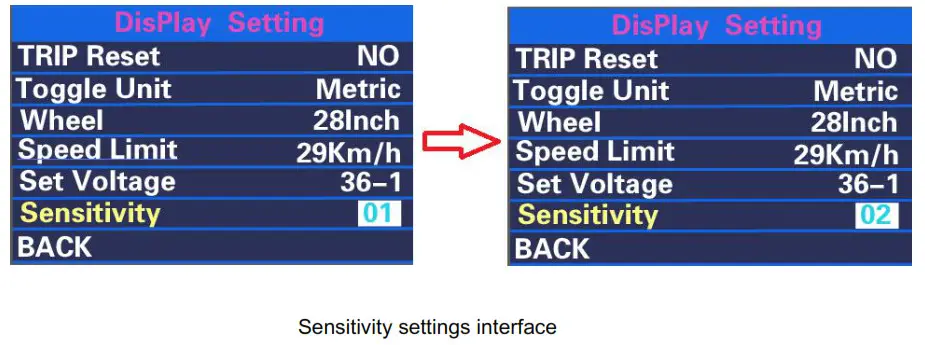Key-Disp KD218 Electric Bike Display- Sensitivity settings