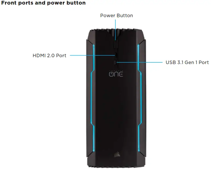 SETTING UP CORSAIR ONE - Front ports and power button