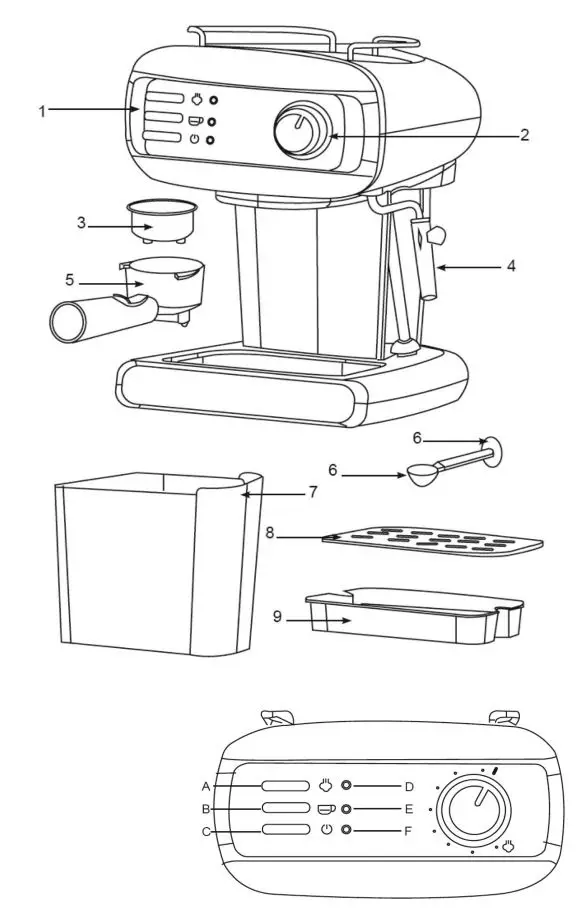 mistral Espresso Coffee Machine MEM815 Instruction Manual - Product Overview