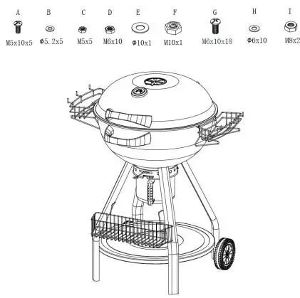 FIRE MOUNTAIN JB03300101 57cm Charcoal Kettle BBQ with Accessories fig2