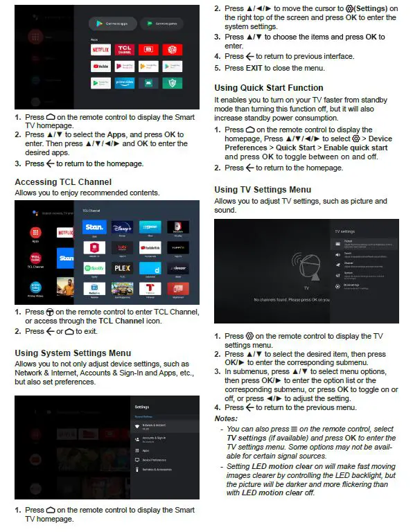TCL Smart TV Instruction - Basic TV Operations