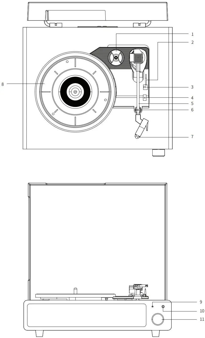 ANESOK A6 Vinyl Record Player - TURNTABLE PARTS
