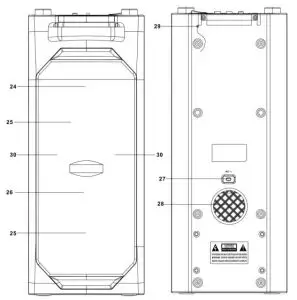 TOSHIBA TY ASC50 Portable Sound System - Front and Back view