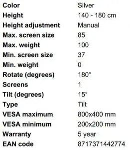 FIG 1 SPECIFICATIONS