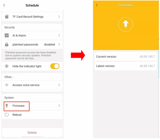 VSTARCAM CB73 Mini IP Camera - firmware version