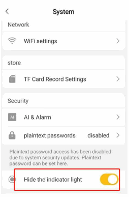 VSTARCAM CB73 Mini IP Camera - indicator light
