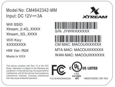 XTREAM CM4642342-MM WiFi 6 Cable Gateway 6