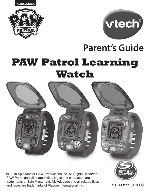 PAW Patrol Learning Watch User Manual