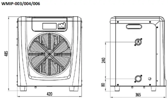 w eau WMIP-003 Mini Inverter Plus Heat Pump - Dimension