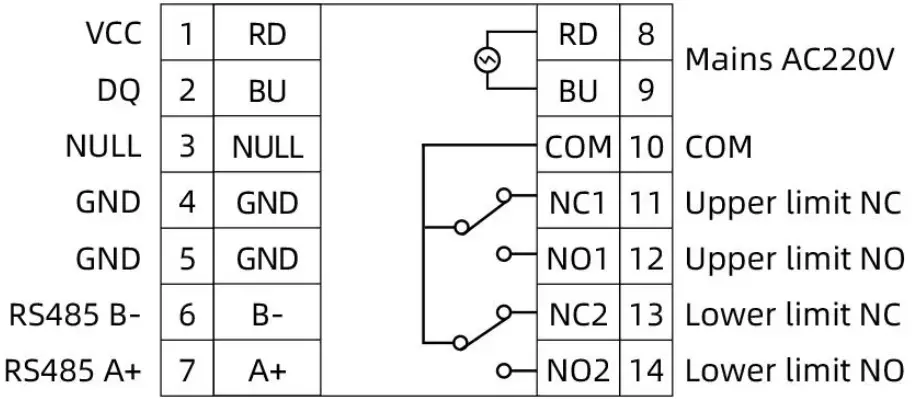 KLHA KC72B00 RS485 Interface Temperature Controller with Communication Function - wiring