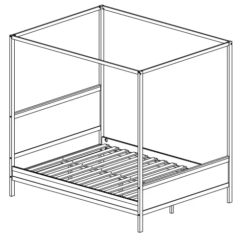 GODEER LP000912LXLAAP Brown Wood Frame Queen Size Canopy Bed